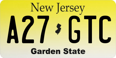 NJ license plate A27GTC