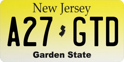 NJ license plate A27GTD