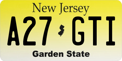 NJ license plate A27GTI