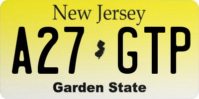 NJ license plate A27GTP