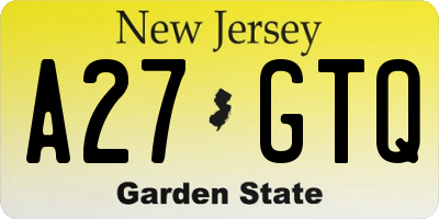 NJ license plate A27GTQ