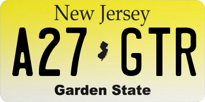 NJ license plate A27GTR