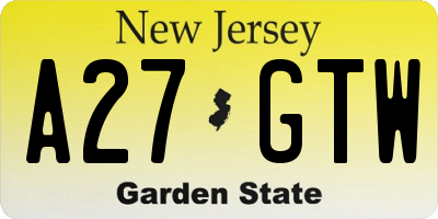NJ license plate A27GTW