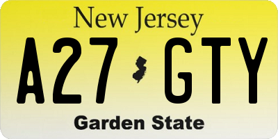 NJ license plate A27GTY