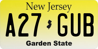 NJ license plate A27GUB