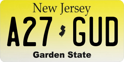 NJ license plate A27GUD