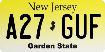 NJ license plate A27GUF