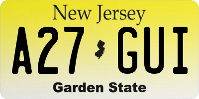 NJ license plate A27GUI