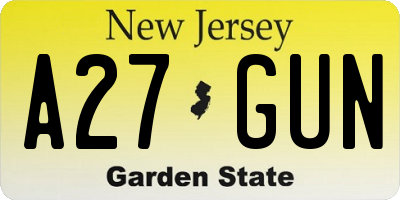 NJ license plate A27GUN