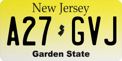 NJ license plate A27GVJ