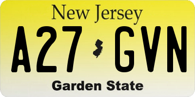 NJ license plate A27GVN