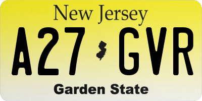 NJ license plate A27GVR