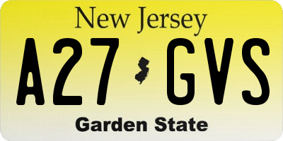 NJ license plate A27GVS