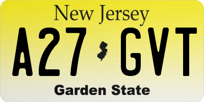 NJ license plate A27GVT