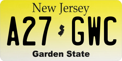NJ license plate A27GWC