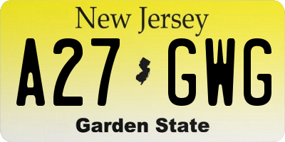 NJ license plate A27GWG