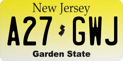 NJ license plate A27GWJ