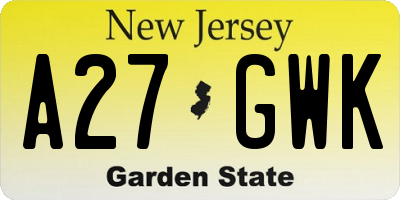 NJ license plate A27GWK