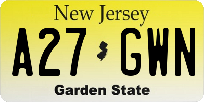 NJ license plate A27GWN