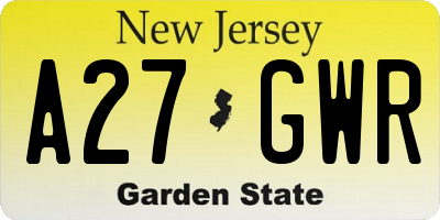NJ license plate A27GWR