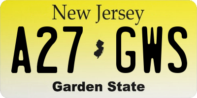 NJ license plate A27GWS