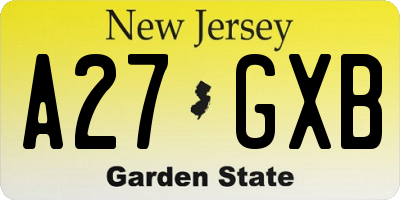 NJ license plate A27GXB