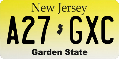 NJ license plate A27GXC