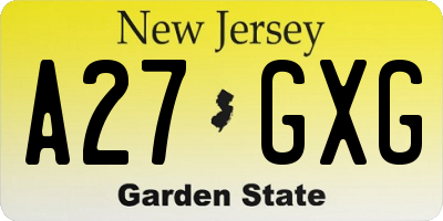 NJ license plate A27GXG