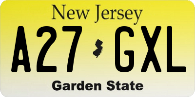 NJ license plate A27GXL