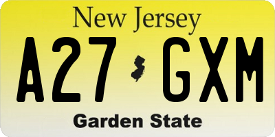 NJ license plate A27GXM