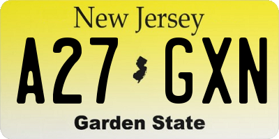 NJ license plate A27GXN