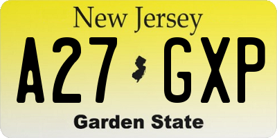 NJ license plate A27GXP