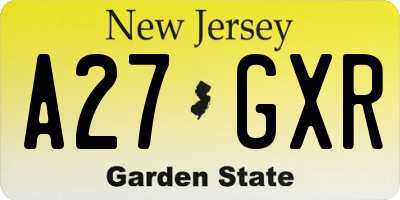NJ license plate A27GXR