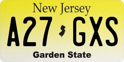 NJ license plate A27GXS