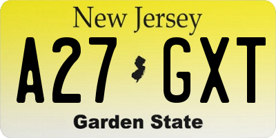NJ license plate A27GXT