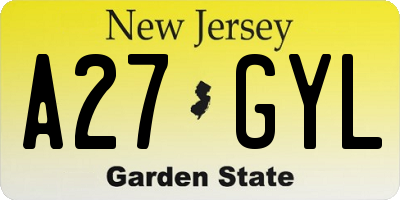 NJ license plate A27GYL