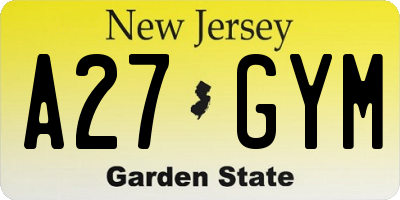 NJ license plate A27GYM