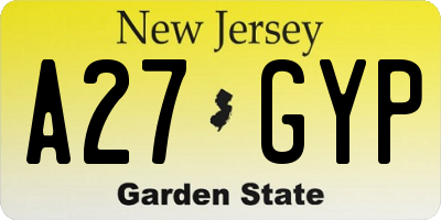 NJ license plate A27GYP