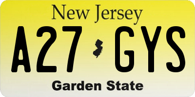 NJ license plate A27GYS