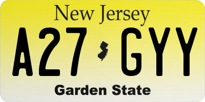 NJ license plate A27GYY