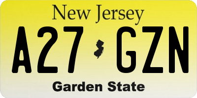 NJ license plate A27GZN