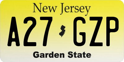 NJ license plate A27GZP