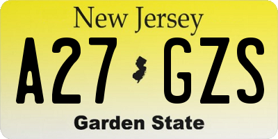 NJ license plate A27GZS