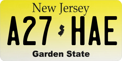 NJ license plate A27HAE