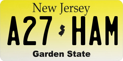 NJ license plate A27HAM