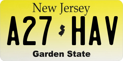 NJ license plate A27HAV