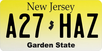 NJ license plate A27HAZ