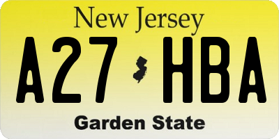 NJ license plate A27HBA