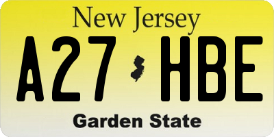 NJ license plate A27HBE