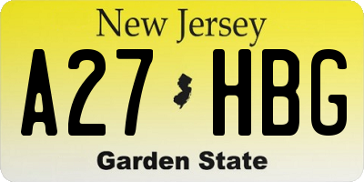 NJ license plate A27HBG